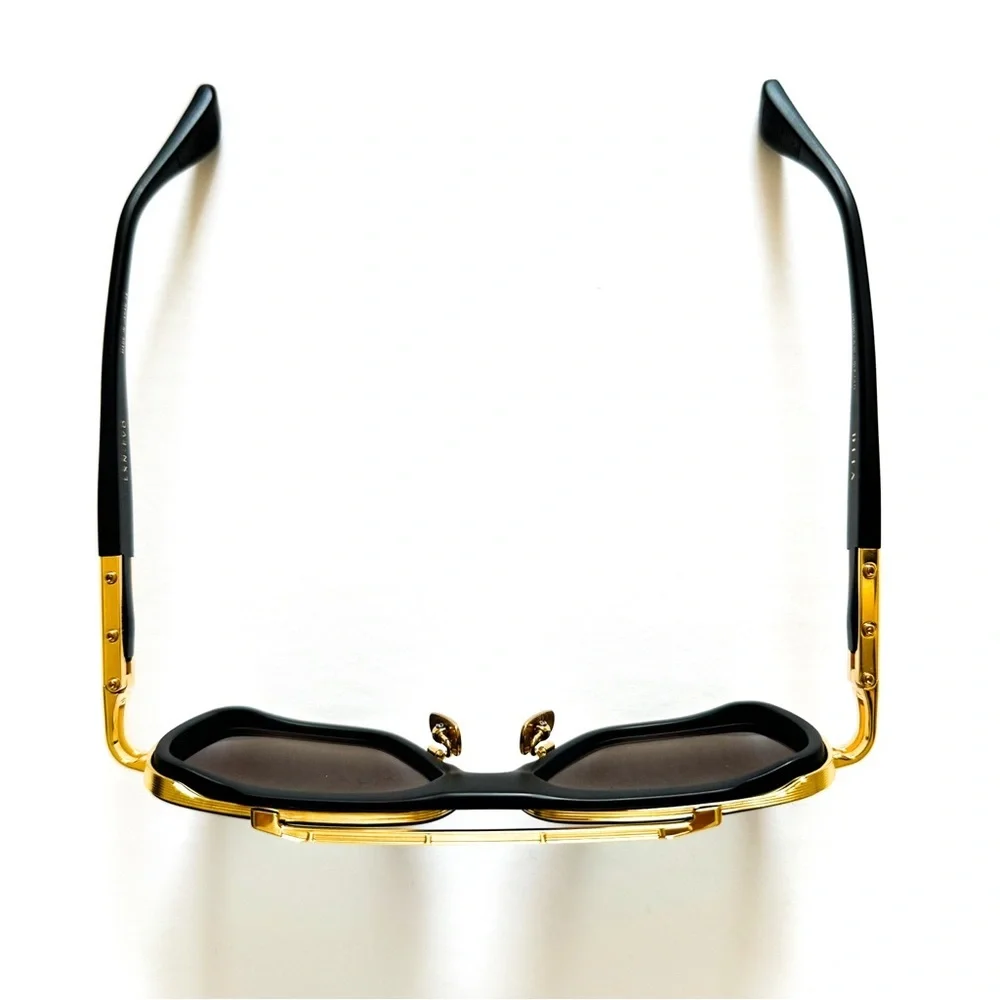 Dita LXN-EVO Luxury Eyewear Matte Black Yellow Gold Navigator Men's Sunglasses
